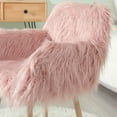 thumbnail image 3 of Chaise de Coiffeuse en Fausse Fourrure Rose pour Maquillage et Salle à Manger - Pied en Métal Rose + Hêtre, 3 of 8