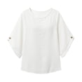 thumbnail image 5 of Tfken Summer Tshirts For Women Half Sleeve Crew Neck Tops Tees Casual Baggy T-Shirts Ladies Trendy Clothes Outwear Size L White, 5 of 5