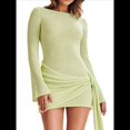 thumbnail image 1 of Vestido Mini Plisado Sin Espalda para Mujer, de Larga, Tejido A Crochet, Sexy, para Fiesta Amarillo-Verde L, 1 of 8