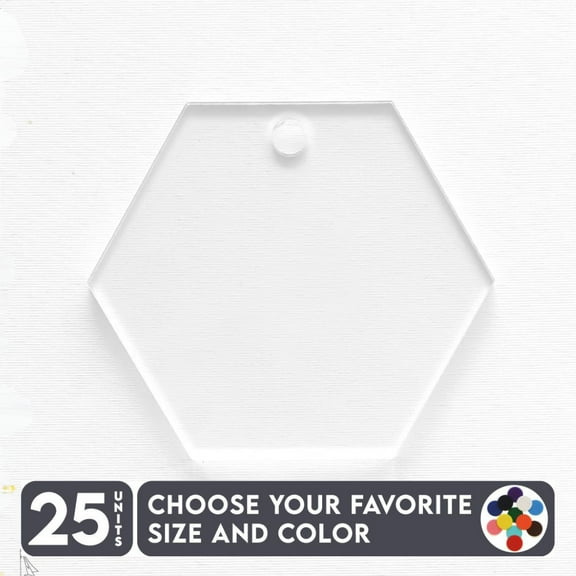 25 Units Acrylic Keychains Horizontal Hexagons 1/8" Thick – Clear or Solid Color – (Size 2.5") Made in USA