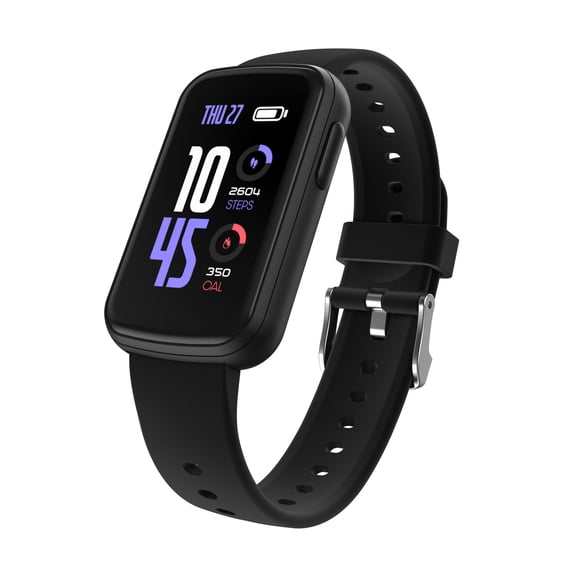 iTech Active 4 Unisex Adult Smartwatch Fitness Tracker, Black, Silicone Strap