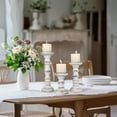 thumbnail image 5 of Candle Holder for Pillar Candle Set of 3, Farmhouse Wood Candle Holder, Rustic Wooden Candle Stand, Vintage Tall Candle Stand Decorative for Living Room, Table Centerpiece (Antique White), 5 of 12