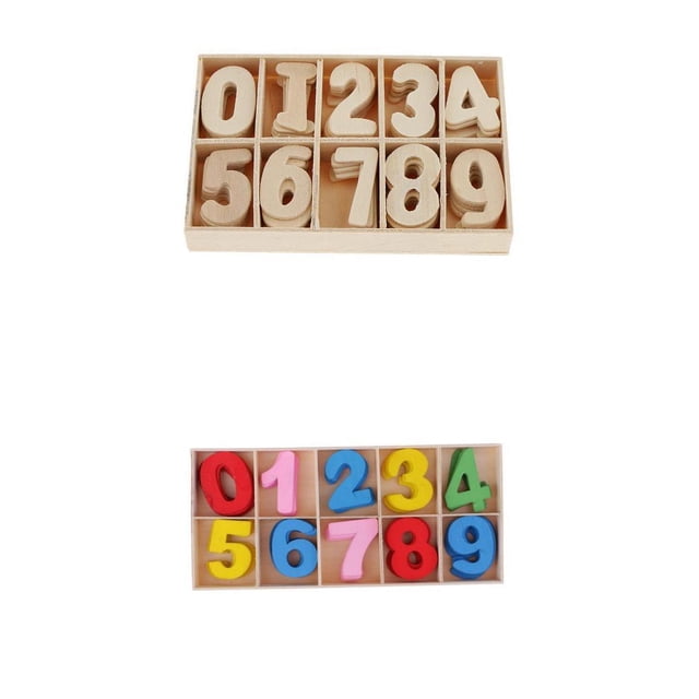 12o Números De , Bandeja De Almacenamiento De Números Artesanales, Juguetes De Aprendizaje Para , Flatback Sunnimix Números de madera