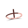 thumbnail image 1 of 10kt Rose Gold Womens Round Red Color Enhanced Diamond Cross Religious Band Ring 1/10 Cttw, 1 of 1