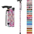 thumbnail image 1 of SupreGear Adjustable Folding Cane with T-Handle, 5 Height Levels, Floral Pink, Stability Strap, 1 of 6