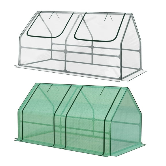 Aoodor 6 ft. x 3 ft. x 3ft. Mini Greenhouse with 2 Zipper Doors, Water Resistant UV Protected for Flowers, vegetables and herbs with 2 Covers