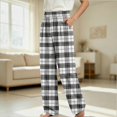 thumbnail image 4 of HAOTAGS Kids Plaid Pants (4-16) Elastic Waist Stright Leg Loungewear Pants with Pockets Black Size 5T, 4 of 7