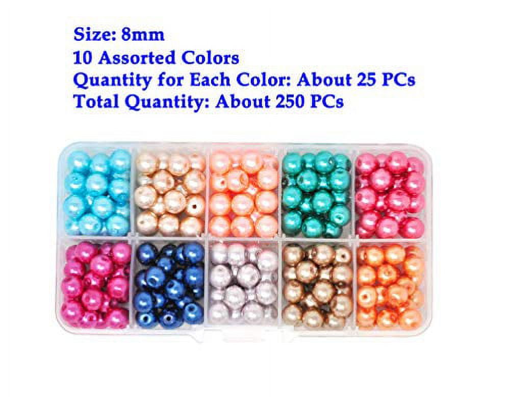 Glass Pearl Beads for Jewelry Making, Faux Pearls for Crafts with Hole  Assortment Kit 500 PCs Bulk Pack by Mandala Crafts ( Combo 3, 6mm) 