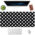 thumbnail image 3 of Extended Gaming Mouse Pad (35.4x15.7 in), Large Stable Rubber Base Mousepad with Stitched Edges, Keyboard Mouse Mat Desk Pad for Work, Game, Office, Home - Black and White Polka Dot, 3 of 6
