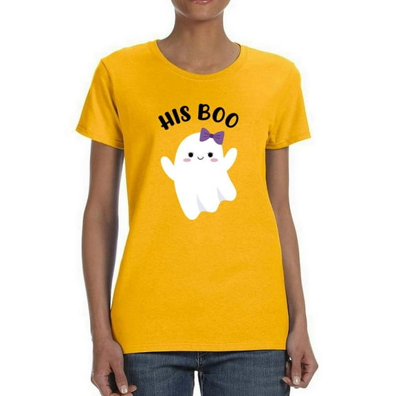 Cute Ghost His Boo T-Shirt Women -Smartprints Designs, Female Medium