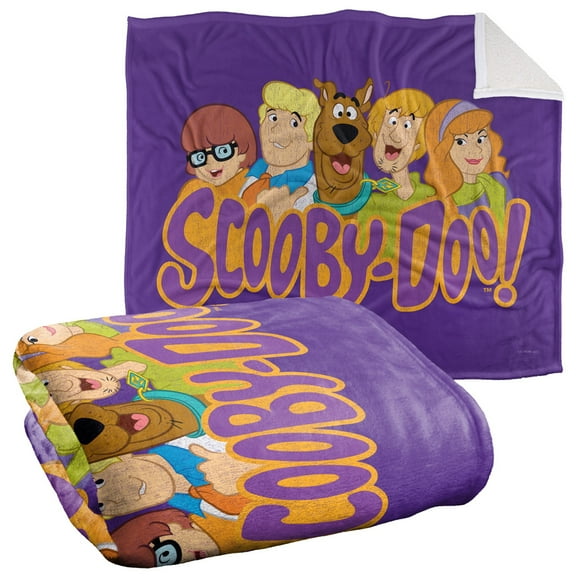 Scooby-Doo Blanket, 50"x60", Scooby Gang Faces Silky Touch Sherpa Back Super Soft Throw Blanket