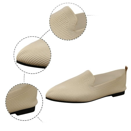 XDDST Womens Flats Comfortable Dressy Flat Women s Summer Fashion Mesh Pointed Toe Breathable Solid Color Casual Shoes Lightweight Comfortable One Foot Stirrup Shoes White