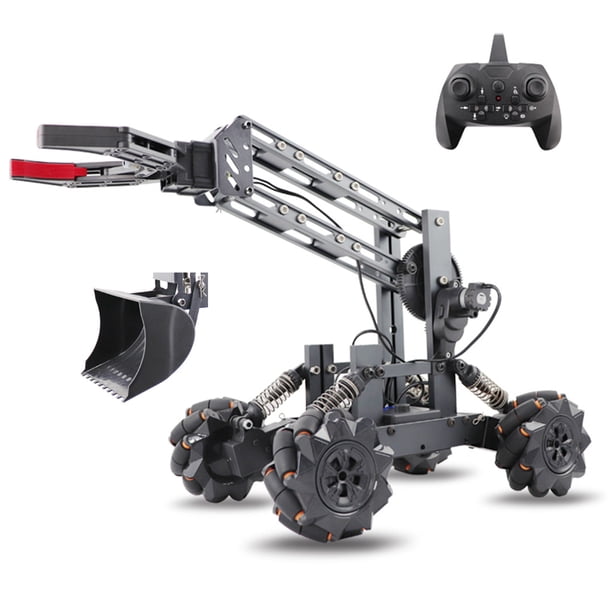 Carro de control remoto RC Bulldozer Grab Loader Crawler 2in1 2.4GHz Alloy STEM Education Kit DIY Ingeniería Coche Construcción Juguetes Aprendizaje Juguete Regalos Programable Eccomum Carro de control remoto