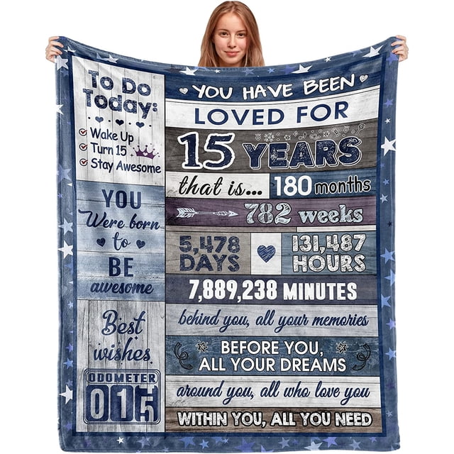 LHSHID 15 Year Old Birthday Gifts for Boys Coolest 15 Year Old Boy Gift Ideas 15th Birthday Blanket for Boys Girls Best 15 Year Old Gifts for Boys 15th Birthday Throw Blanket 30"x40"