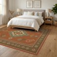 thumbnail image 3 of ODIKA 6'x9' Washable Area Rug Easy Care, Non-Shedding, Teal Terracotta Geometric Medallion Intricate Border with Floral Accents for Queen Size Bedroom Under Bed Master Suite, 3 of 7