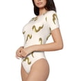 thumbnail image 2 of KLL Women 's Crew Neck Bodysuit Jumpsuits Cartoon Snake Print Short onesies Stretch T Shirts, 2 of 7