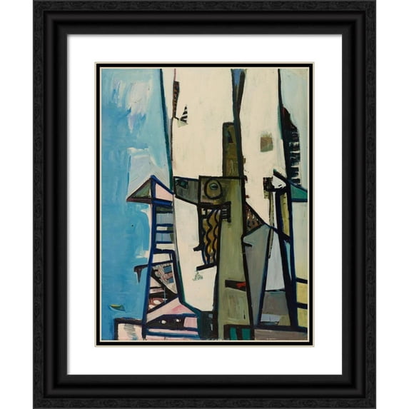 Jakob Weidemann 12x14 Black Ornate Wood Framed Double Matted Museum Art Print Titled: Composition II (1947)
