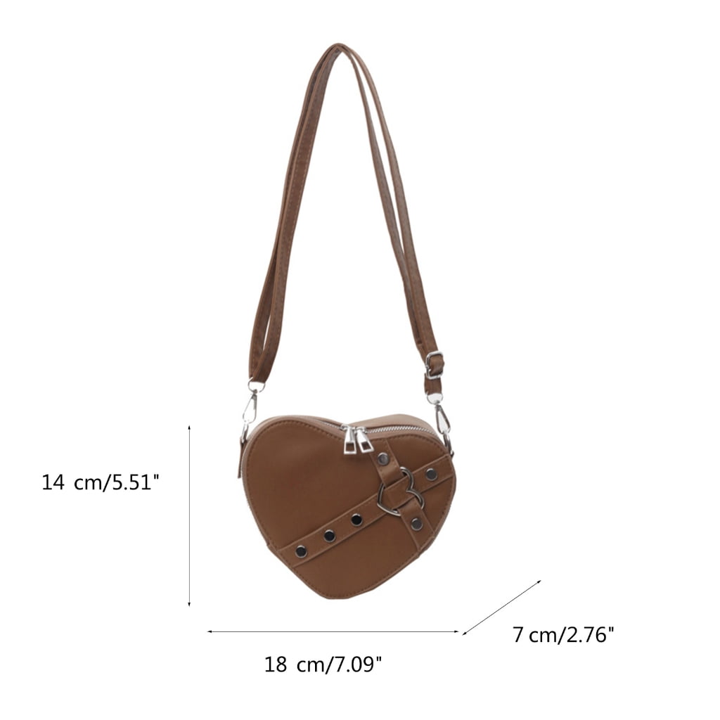 Women's Heart Shape Crossbody Bag - PU Leather With Rivet Decor, Small Shoulder Bag For Casual & Party Outfits