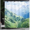 thumbnail image 3 of Ambesonne Mountain Shower Curtain, Alps Panorama Nature Sky, 69"Wx75"L, Fern Green Pale Ceil Blue, 3 of 4