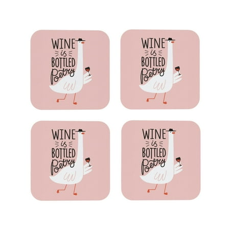 

Tideii Goose Holding Wineglass with Red Wine for Leather Coasters 4 Pieces Anti-fouling and Anti-scalding Decorative Coasters Suitable for Restaurants Kitchens Coffee Shops-Square