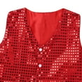 thumbnail image 5 of vastwit Kids Girls Boys Sequins Vest Tops Hip Hop Jazz Dance Sleeveless Button Waistcoat Jacket Red 5-6, 5 of 6