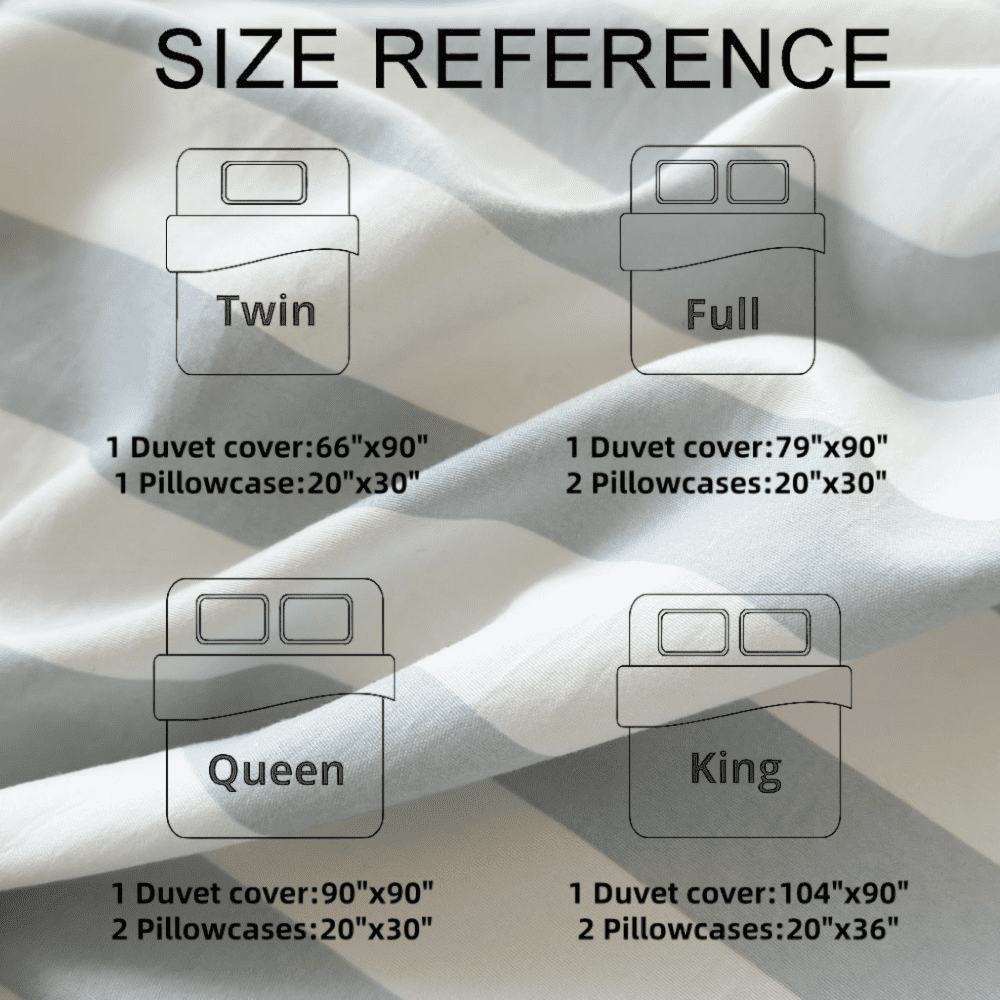 Duvet Cover Stripes Blue White Bedding Microfiber Duvet Cover Sets with Zipper Queen Size