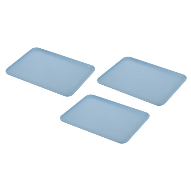 Unique Bargains 15x11' Fast Food Tray, 3 Pack PP Plastic Reusable Multi-Purpose Non-Slip Serving Tray Blue