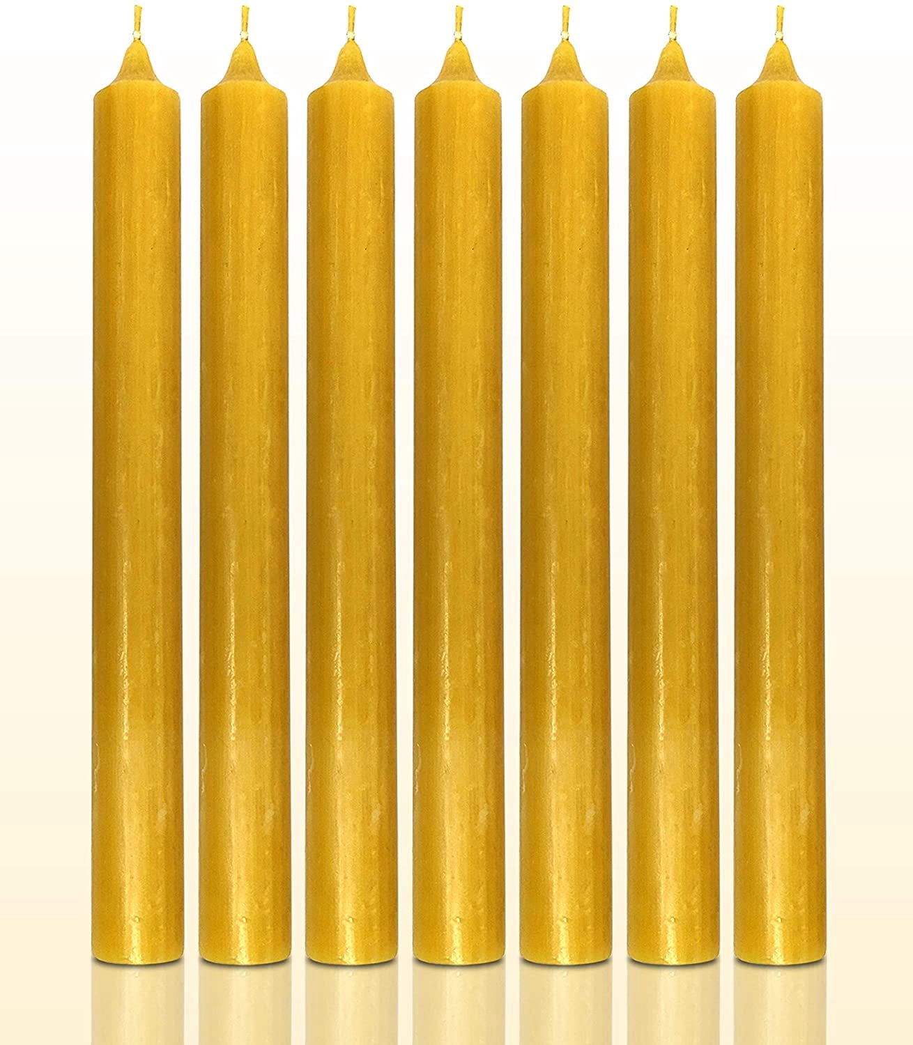 Hyoola 10" Rustic Mustard Yellow Dripless Dinner Candles Unscented Paraffin Wax with Cotton Wicks, 12-Pack