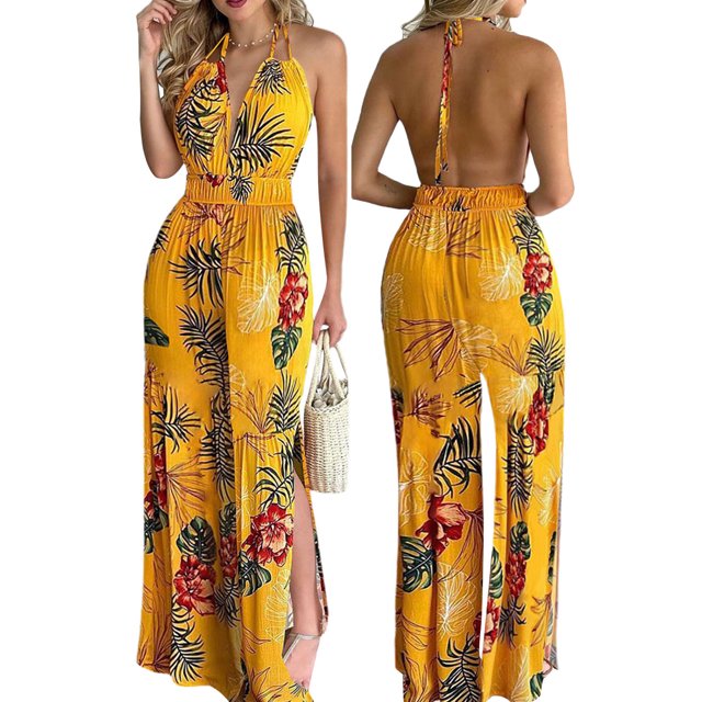 TRKIYQC Mono largo con cuello en V sin mangas con estampado floral bohemio, con tirantes delgados ajustables, forro polar verde con licencia oficial de star wars silent one crew TRKIYQC perder