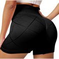 thumbnail image 4 of Workout Shorts for Women Seamless Scrunch Short Solid Stretch Womens Workout Active Shorts for Women Leggings Black,S, 4 of 5