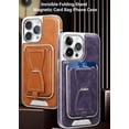 thumbnail image 4 of Adecuado para iPhone15 Series Invisible plegable soporte magnético tarjeta bolsa teléfono caso para iPhone 14 13 Pro Max (marrón oscuro, para iPhone14Pro), 4 of 4