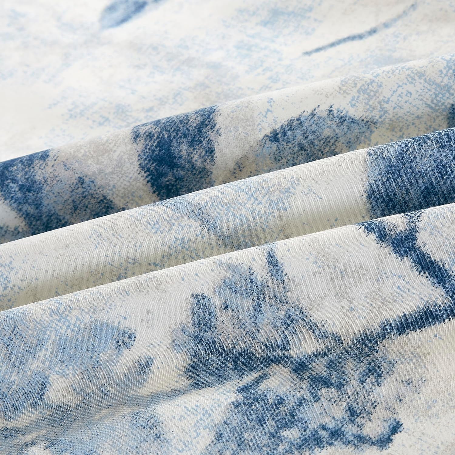 Chezmoi Collection 4-Piece Tropical Floral Window Curtain Set with Sheer Backing, Blue Gray White Textured Floral Printed Microfiber, 120 inch x 84 inch