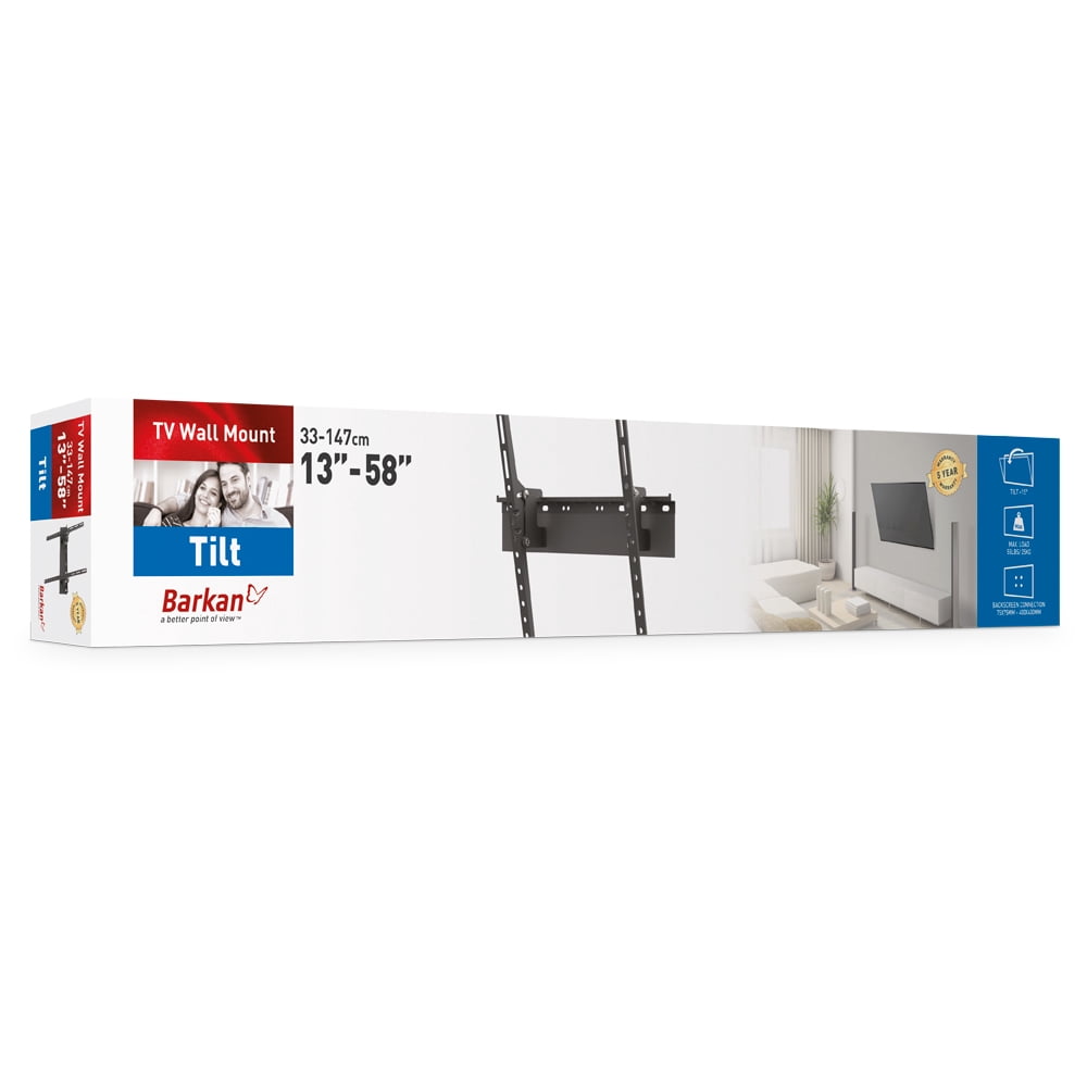 Barkan Tilt TV Wall Mount, 13 - 58 inch Tilt Screen Bracket, Holds up to 55lbs, Fits LED OLED LCD