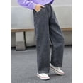 thumbnail image 3 of Aislor Kids Girls Casual Denim Jeans with Elastic Waistband Loose Straight Wide Leg Baggy Jeans, 3 of 5