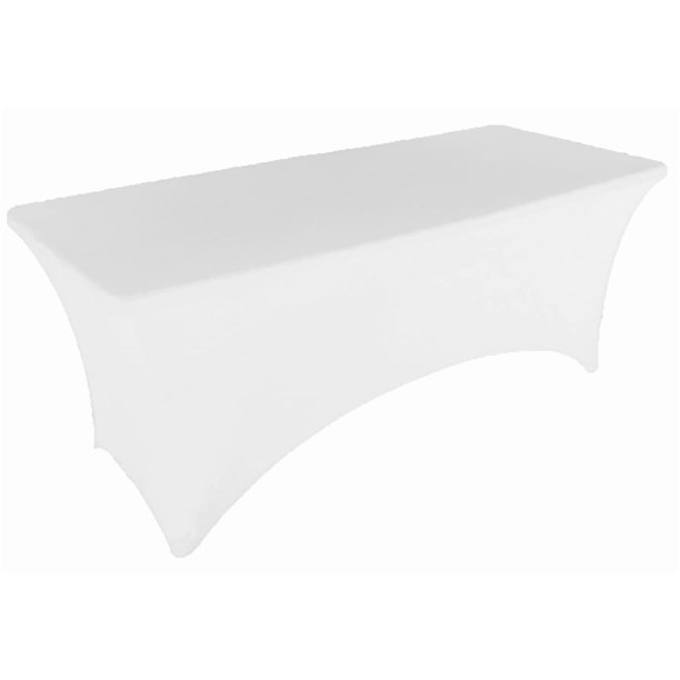 Gowinex Mantel De Spandex Elástico Blanco De 6 Pies Para Mesa Plegable Rectangular