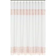 Boho Fringe White and Pink Single Shower Curtain by Sweet Jojo Designs