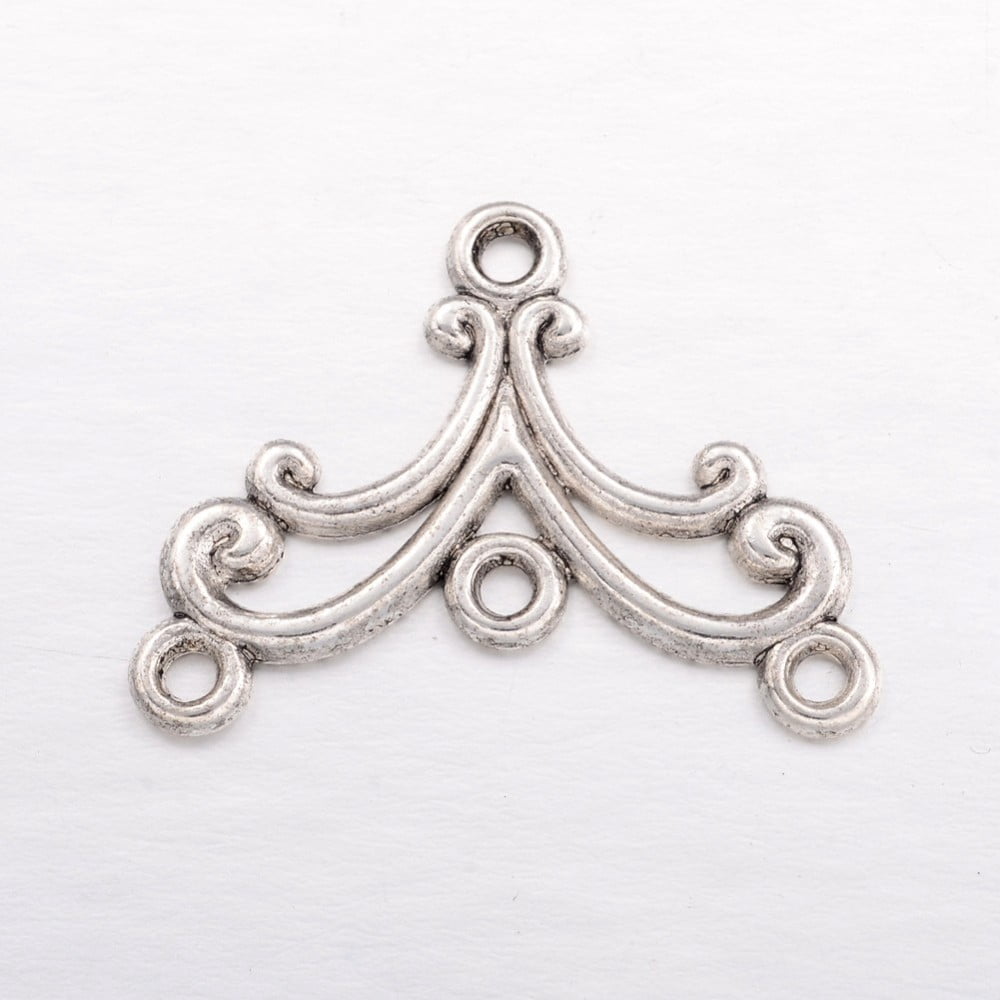 500pcs Alloy Chandelier Components Lead Free and Cadmium Free Antique Silver color 27x21x1.5mm Hole: 2mm