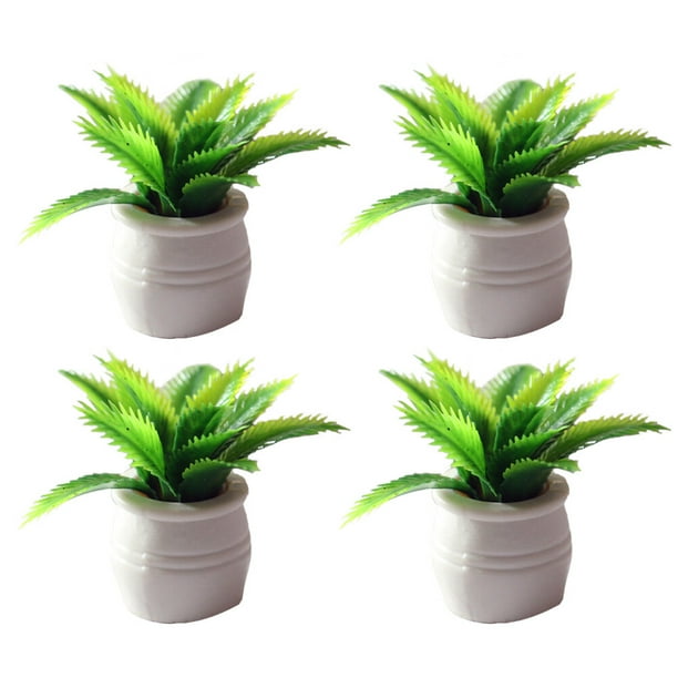 4 piezas Mini maceta planta artificial planta en maceta planta de escritorio Bonsai decoración del hogar