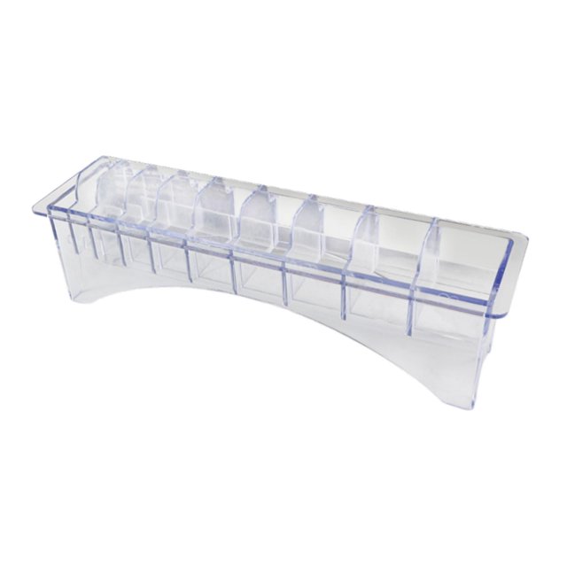 Caja de almacenamiento para peines guía, protector de cortadora, accesorios, contenedor versátil con 10 ranuras, organizador de peines limitadores Transparente