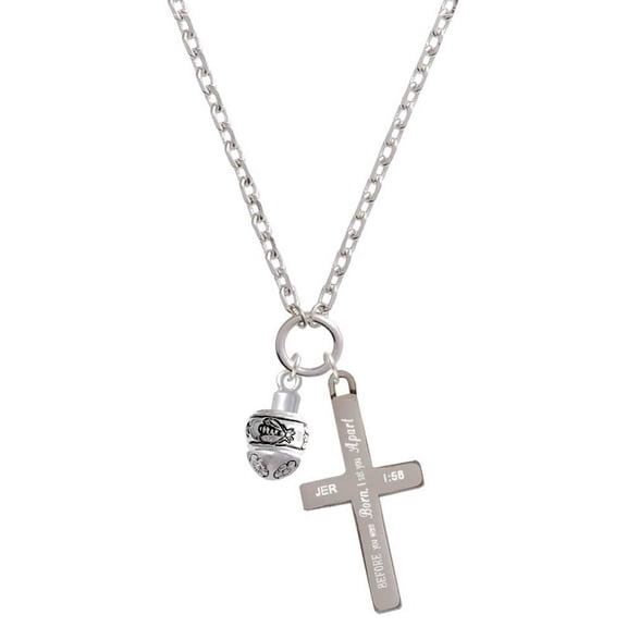 Delight Jewelry Silvertone Napoleon's Bee Spinner I Set You Apart Engraved Cross Zoey Necklace, 28"
