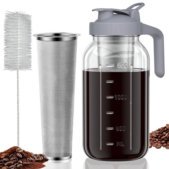 Cafetera Cold Brew JunvPic de vidrio grueso de 1,9 L con filtro