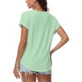 thumbnail image 4 of TSADFHJI Hauts d'Hiver pour Femmes Blouse Décontractée Unie Jacquard à Manches Courtes m Vert, 4 of 6