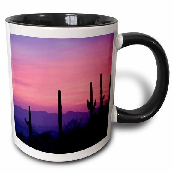3drose, Arizona, Tucson, Avra Valley, Tortolita Mountains - Us03 Bja0073 - Jaynes Gallery, 11oz Two-tone Black Mug