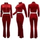 thumbnail image 5 of Conjunto informal de 2 piezas para mujer, chándales, pantalones acampanados de cintura alta, conjuntos de entrenamiento con bolsillos Adepaton WMZL-2183-11, 5 of 6