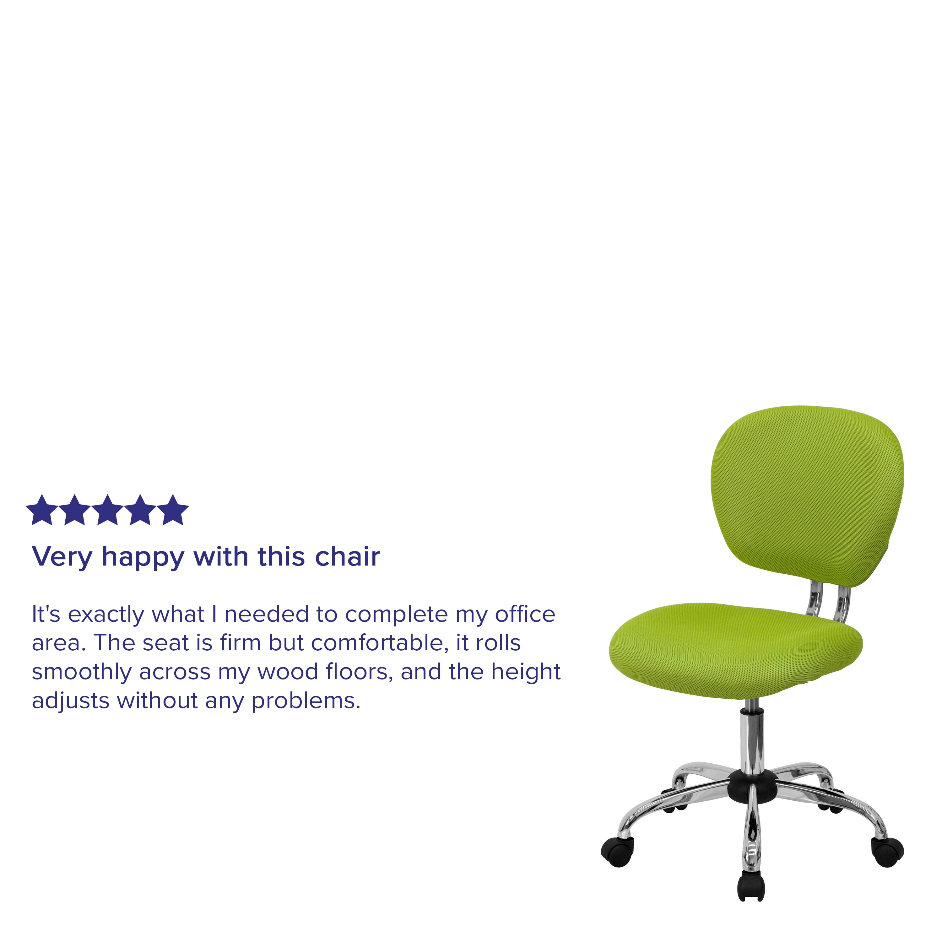 Flash Furniture Mid-Back Apple Green Mesh Padded Swivel Task Office Chair with Chrome Base