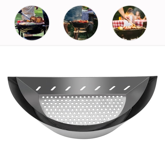 For 15" Charcoal Grills BBQ Semicircular Stainless Steel Charcoal Basket Outdoor Grilling Charcoal Basket Holder