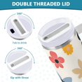 thumbnail image 3 of Yayeee 40oz Stainless Steel Tumbler with Straw and Handle Double-Wall Insulated Travel Water Bottle, Beige Retro Flower, 3 of 8