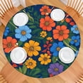 thumbnail image 2 of Pioneer Flower Floral Print Pattern Round Fitted Tablecloth with Elastic Edge,Dining Table Cover Waterproof,Outdoor Round Tablecloth for Camping,Dining,Indoor and Outdoor, 2 of 7