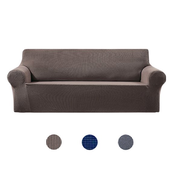Rinhoo Trade Stretch Sofa Slipcover Elastic Couch Cover Washable Furniture Protector for Kids Pets, Brown