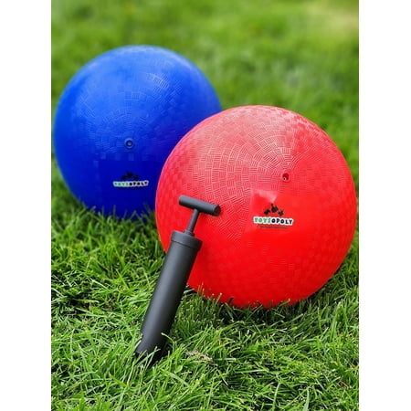 Playground Balls 13 Inch (2 Pack) Best Bouncy Dodge Balls, Handball, Kickball Four Square for Boys Girls Exercise Yoga Balls Workout Therapy Fitness Pilates Balance + Pump